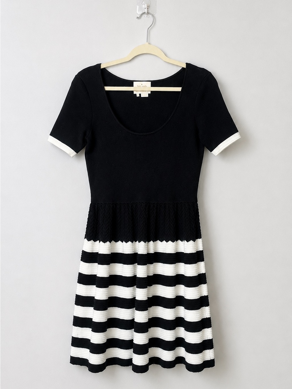 Kate Spade Black and White Short Sleeve Striped Dress